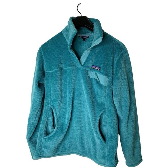 Patagonia Retool Snap T Fleece sweatshirt pullover teal women's size large 25442 - Picture 1 of 6